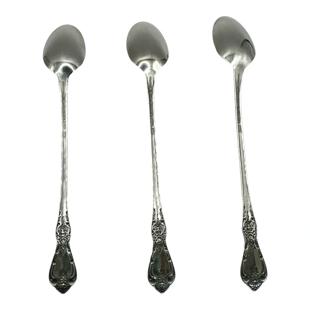 3 Iced Teaspoons Oneida Kennett Square Distinction Deluxe HH Stainless 7 5/8